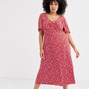 Asos Red and White Flower printed maxi dress